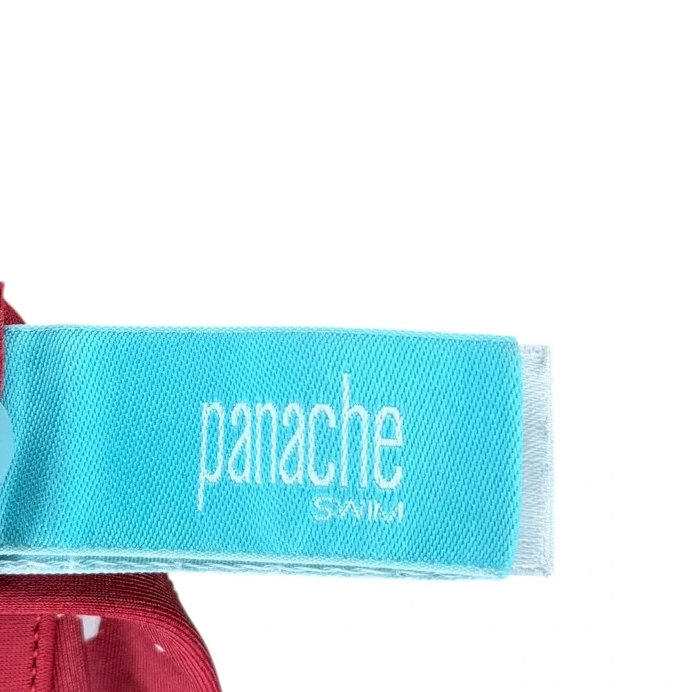 PANACHE Mila Bikini Top Women 36DD Red Polka Dot Retro Ruffle Underwire - Picture 6 of 7